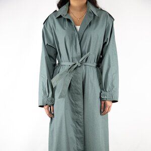 Croydon Teal Trench Coat, Size Small